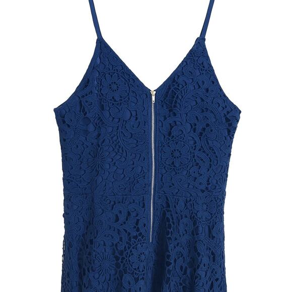 K. Jordan 1X Navy Lace Dress Lined Spaghetti Straps Wedding Guest Cocktail - Picture 11 of 12